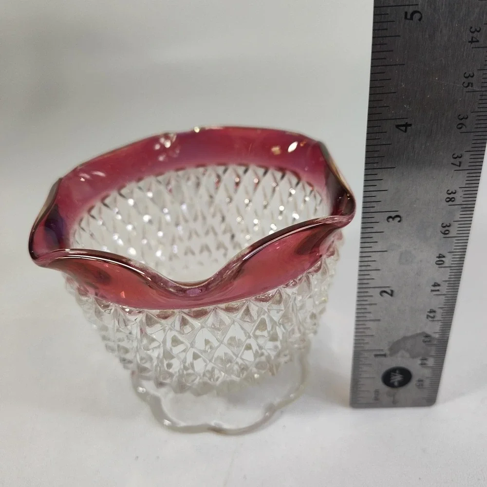 Vintage Indiana Glass Diamond Point Ruby Red Flash Candy/Trinket‎ Dish